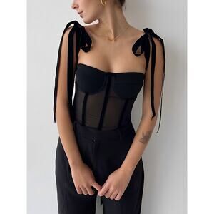 Commense Black Sheer Corset Top